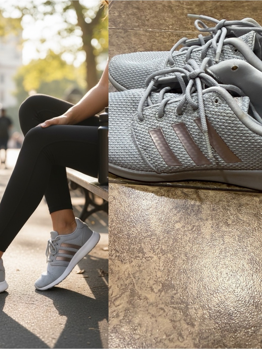 Adidas Cloudfoam Sneakers Women Size 7.5 Gray Pink Athletic Running Shoes